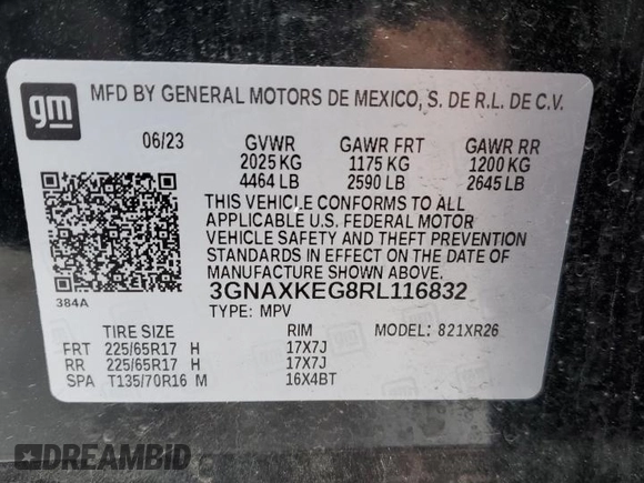 2024 Chevrolet Equinox LT with VIN 3GNAXKEG8RL116832, listed as a Copart auction lot 44078345 with 15,772 mi miles and Clean Title. Bid and sale history available at DreamBid. Image 13.