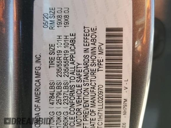 2020 Acura RDX Advance z VIN 5J8TC1H71LL020970, wystawiony jako Copart lot #48846375 z przebiegiem 62 942 mil mil oraz Szkoda całkowita • Salvage title. Historia ofert i sprzedaży dostępna na DreamBid. Obrazek 13.