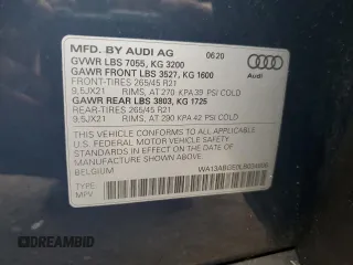 2020 Audi e-tron Sportback Prestige with VIN WA13ABGE0LB034806, listed as a Copart auction lot 63249024 with 52,616 mi miles and Salvage title. Bid and sale history available at DreamBid. Image 12.