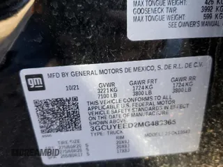2021 Chevrolet Silverado 1500 RST with VIN 3GCUYEED2MG483365, listed as a Copart auction lot 85583614 with 29,763 mi miles and Salvage Title. Bid and sale history available at carsss.com. Image 12.