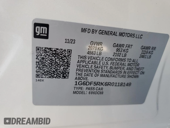 2024 Cadillac CT4 Premium Luxury with VIN 1G6DF5RK6R0118149, listed as a Copart auction lot 76322914 with Not Provided miles and Salvage Title. Bid and sale history available at DreamBid. Image 13.