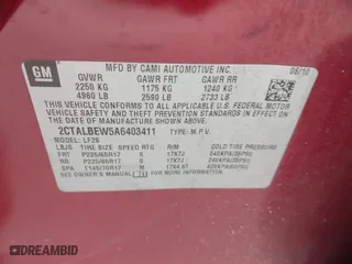 2010 GMC Terrain SLE-1 with VIN 2CTALBEW5A6403411, listed as a IAAI auction lot 41595970 with 111,946 mi miles. Bid and sale history available at carsss.com. Image 9.