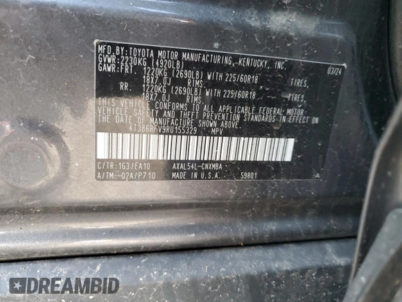 2024 Toyota RAV4 Hybrid XLE Premium with VIN 4T3B6RFV9RU155329, listed as a Copart auction lot 46131295 with 47,961 mi miles and Salvage Title. Bid and sale history available at DreamBid. Image 15.
