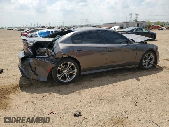 2021 Dodge Charger R/T with VIN 2C3CDXCT7MH613111, listed as a Copart auction lot 56367725 with 77,374 mi miles and Salvage title. Bid and sale history available at DreamBid. Image 3.
