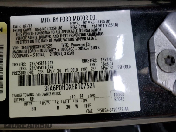 2014 Ford Fusion SE with VIN 3FA6P0HDXER107521, listed as a Copart auction lot 49826565 with 157,263 mi miles and Clean Title. Bid and sale history available at carsss.com. Image 13.