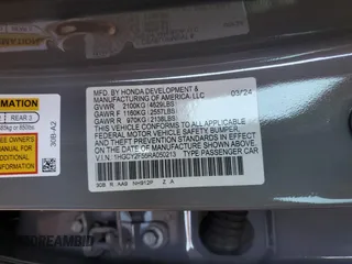 2024 Honda Accord Sport с VIN 1HGCY2F55RA050213, выставлен на аукционе Copart как лот 54633855 с пробегом 17 341 миль миль и Списание • Salvage title. История ставок и продаж доступна на DreamBid. Изображение 12.