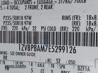 2014 Ford Mustang V6 with VIN 1ZVBP8AM7E5299126, listed as a IAAI auction lot 42343555 with 115,331 mi miles and . Bid and sale history available at DreamBid. Image 9.