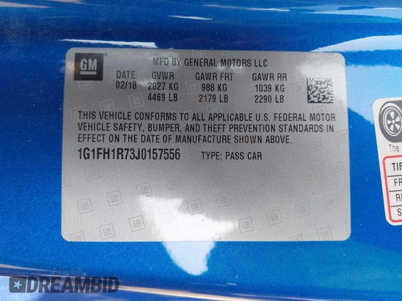 2018 Chevrolet Camaro 2SS z VIN 1G1FH1R73J0157556, wystawiony jako IAAI lot #41928609 z przebiegiem 88 730 mil mil oraz . Historia ofert i sprzedaży dostępna na DreamBid. Obrazek 9.