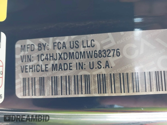 2021 Jeep Wrangler Unlimited Willys с VIN 1C4HJXDM0MW683276, выставлен на аукционе IAAI как лот 41896423 с пробегом 70 935 миль миль и . История ставок и продаж доступна на DreamBid. Изображение 9.