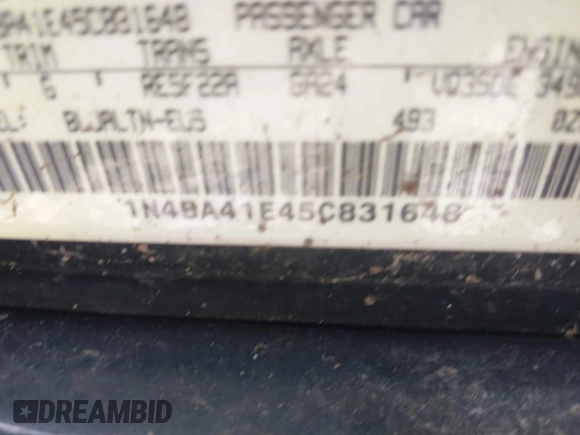 2005 Nissan Maxima SE z VIN 1N4BA41E45C831648, wystawiony jako IAAI lot #42407129 z przebiegiem 151 263 mil mil oraz . Historia ofert i sprzedaży dostępna na DreamBid. Obrazek 9.