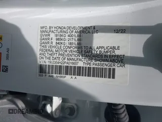 2023 Acura Integra with VIN 19UDE4H22PA016657, listed as a IAAI auction lot 42346736 with 27,733 mi miles and . Bid and sale history available at DreamBid. Image 9.