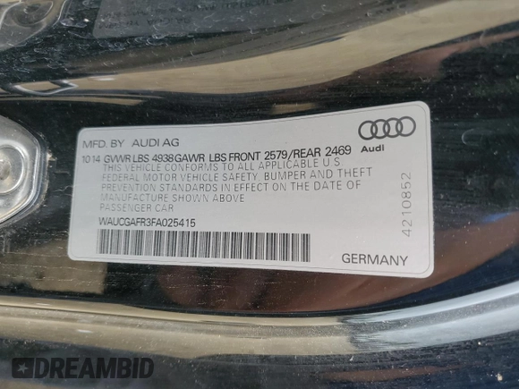 2015 Audi S5 Premium Plus z VIN WAUCGAFR3FA025415, wystawiony jako Copart lot #55619305 z przebiegiem 108 110 mil mil oraz Czysty tytuł • Clean title. Historia ofert i sprzedaży dostępna na DreamBid. Obrazek 13.
