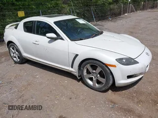 2005 Mazda RX-8 with VIN JM1FE17N150142559, listed as a IAAI auction lot 42145200 with 124,364 mi miles. Bid and sale history available at carsss.com. Image 1.