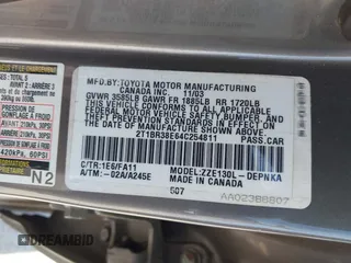 2004 Toyota Corolla CE with VIN 2T1BR38E64C254811, listed as a IAAI auction lot 41930304 with 160,533 mi miles and . Bid and sale history available at DreamBid. Image 9.