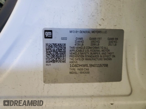 2022 Cadillac CT4-V z VIN 1G6DH5RL5N0115708, wystawiony jako Copart lot #47453785 z przebiegiem 47 152 mil mil oraz Tytuł czysty. Historia ofert i sprzedaży dostępna na DreamBid. Obrazek 12.