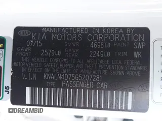 2016 Kia Cadenza Premium with VIN KNALN4D75G5207281, listed as a IAAI auction lot 41336339 with 147,385 mi miles. Bid and sale history available at carsss.com. Image 9.