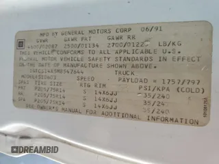 1991 GMC Sonoma with VIN 1GTCS14A5M8547644, listed as a Copart auction lot 73222534 with 137,674 mi miles and Salvage Title. Bid and sale history available at DreamBid. Image 12.