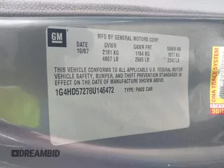 2008 Buick Lucerne CXL with VIN 1G4HD57278U146472, listed as a IAAI auction lot 41787332 with 117,246 mi miles and . Bid and sale history available at DreamBid. Image 9.