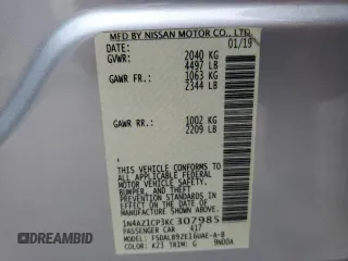 2019 Nissan LEAF SV z VIN 1N4AZ1CP3KC307985, wystawiony jako Copart lot #55801095 z przebiegiem 107 259 mil mil oraz Szkody całkowita. Historia ofert i sprzedaży dostępna na DreamBid. Obrazek 13.