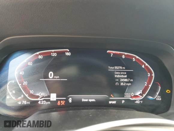 2023 BMW X5 sDrive40i with VIN 5UXCR4C04P9P36899, listed as a Copart auction lot 47231195 with 55,279 mi miles and Salvage Title. Bid and sale history available at carsss.com. Image 9.
