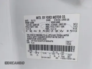2012 Ford F-150 XL with VIN 1FTEX1EM7CFB90478, listed as a IAAI auction lot 41674087 with 342,328 mi miles. Bid and sale history available at carsss.com. Image 9.