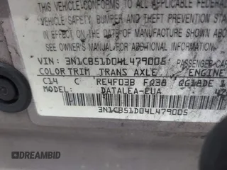2004 Nissan Sentra S z VIN 3N1CB51D04L479005, wystawiony jako IAAI lot #42278120 z przebiegiem 157 829 mil mil oraz . Historia ofert i sprzedaży dostępna na DreamBid. Obrazek 9.