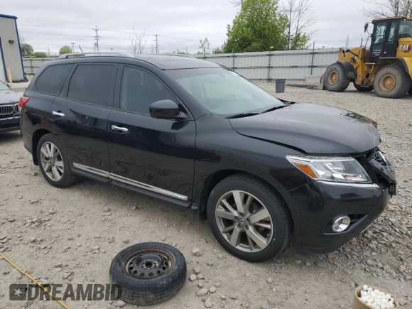 2016 Nissan Pathfinder Platinum with VIN 5N1AR2MM9GC640344, listed as a Copart auction lot 57403895 with 119,436 mi miles and Clean title. Bid and sale history available at DreamBid. Image 4.