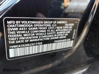 2020 Volkswagen Passat 2.0T SEL with VIN 1VWCA7A30LC017702, listed as a Copart auction lot 40617353 with 15,877 mi miles. Bid and sale history available at carsss.com. Image 12.