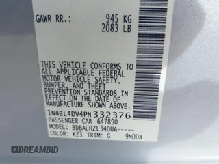 2023 Nissan Altima SV z VIN 1N4BL4DV4PN332376, wystawiony jako IAAI lot #42402867 z przebiegiem 51 763 mil mil oraz . Historia ofert i sprzedaży dostępna na DreamBid. Obrazek 9.