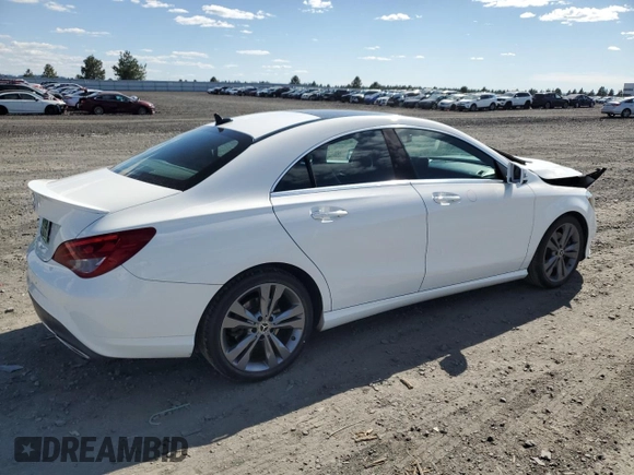 2019 Mercedes-Benz CLA 250 with VIN WDDSJ4EB0KN720871, listed as a Copart auction lot 55723035 with 55,425 mi miles and Salvage Title. Bid and sale history available at DreamBid. Image 3.