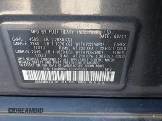 2011 Subaru Outback Limited Power Moon with VIN 4S4BRBKC7B3445589, listed as a IAAI auction lot 42768926 with 216,285 mi miles and . Bid and sale history available at DreamBid. Image 9.