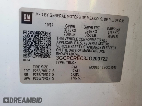 2018 Chevrolet Silverado 1500 LT with VIN 3GCPCREC3JG200722, listed as a Copart auction lot 48405655 with 97,384 mi miles and Salvage Title. Bid and sale history available at DreamBid. Image 12.