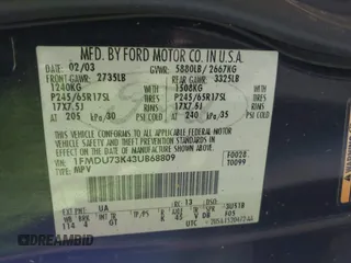 2003 Ford Explorer XLT z VIN 1FMDU73K43UB68809, wystawiony jako IAAI lot #41813818 z przebiegiem 134 012 mil mil oraz . Historia ofert i sprzedaży dostępna na DreamBid. Obrazek 9.