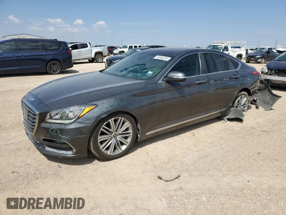 2018 Genesis G80 3.8L with VIN KMHGN4JE1JU216608, listed as a Copart auction lot 69066284 with 65,386 mi miles and Clean Title. Bid and sale history available at carsss.com. Image 1.