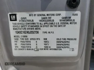 2005 GMC Yukon XL SLE with VIN 1GKEC16Z45J252736, listed as a Copart auction lot 55887734 with 244,024 mi miles and Salvage Title. Bid and sale history available at carsss.com. Image 13.