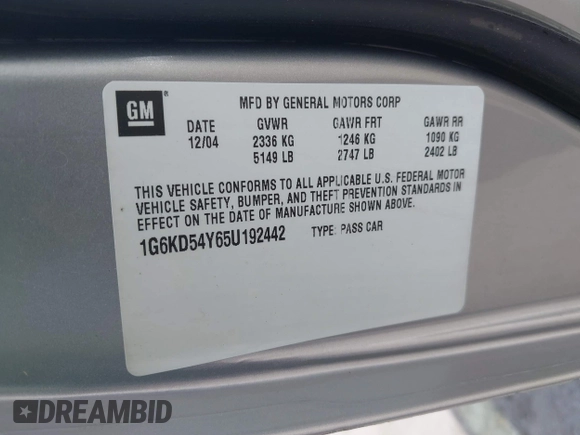 2005 Cadillac DeVille z VIN 1G6KD54Y65U192442, wystawiony jako IAAI lot #42257163 z przebiegiem 100 381 mil mil oraz . Historia ofert i sprzedaży dostępna na DreamBid. Obrazek 9.