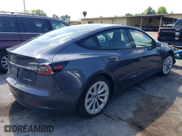 2022 Tesla Model 3 Long Range with VIN 5YJ3E1EB5NF105785, listed as a Copart auction lot 61304654 with 37,306 mi miles and Salvage Title. Bid and sale history available at DreamBid. Image 3.