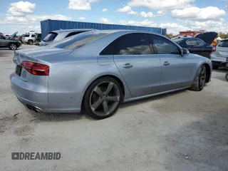 2015 Audi S8 with VIN WAUK2AFD6FN011936, listed as a Copart auction lot 74001664 with 0 mi miles and Salvage Title. Bid and sale history available at carsss.com. Image 3.