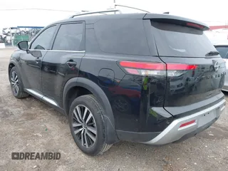 2023 Nissan Pathfinder Platinum with VIN 5N1DR3DG6PC257054, listed as a IAAI auction lot 41565552 with 9,952 mi miles and . Bid and sale history available at DreamBid. Image 3.