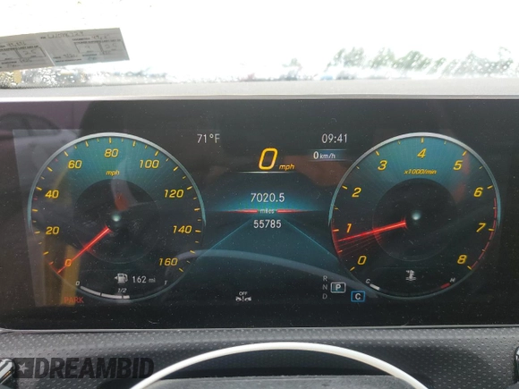 2020 Mercedes-Benz CLA 250 with VIN WDD5J4HB4LN078729, listed as a Copart auction lot 59929165 with 55,785 mi miles and Salvage title. Bid and sale history available at DreamBid. Image 9.