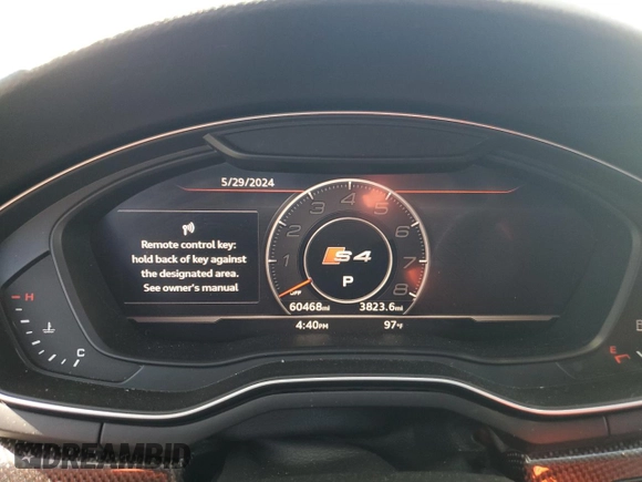 2018 Audi S4 Premium Plus with VIN WAUB4AF48JA003184, listed as a Copart auction lot 57001074 with 60,468 mi miles and Non Repairable. Bid and sale history available at carsss.com. Image 9.