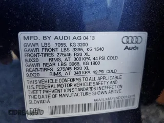 2013 Audi Q7 3.0L TDI Premium Plus with VIN WA1LMAFEXDD014975, listed as a Copart auction lot 83633844 with 51,047 mi miles and Salvage Title. Bid and sale history available at carsss.com. Image 14.