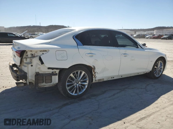 2019 Infiniti Q50 Luxe with VIN JN1EV7ARXKM558286, listed as a Copart auction lot 47453495 with 95,086 mi miles and Salvage Title. Bid and sale history available at carsss.com. Image 3.