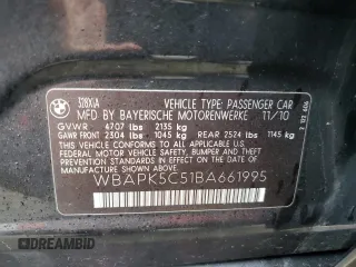 2011 BMW 3 Series 328i xDrive z VIN WBAPK5C51BA661995, wystawiony jako Copart lot #50333965 z przebiegiem Nie podano mil oraz Czysty tytuł • Clean title. Historia ofert i sprzedaży dostępna na DreamBid. Obrazek 12.