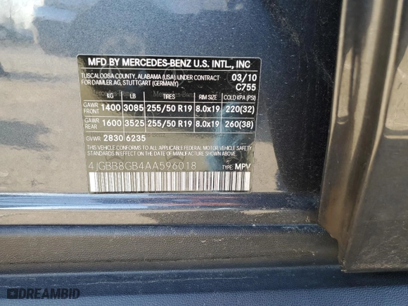 2010 Mercedes-Benz M-Class ML 350 with VIN 4JGBB8GB4AA596018, listed as a Copart auction lot 48541925 with 67,428 mi miles and Salvage Title. Bid and sale history available at carsss.com. Image 15.