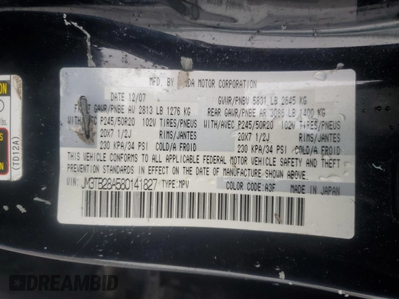 2008 Mazda CX-9 Sport with VIN JM3TB28A580141827, listed as a Copart auction lot 44943955 with 194,059 mi miles and Salvage Title. Bid and sale history available at DreamBid. Image 14.