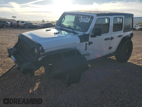2021 Jeep Wrangler Unlimited Sport Altitude with VIN 1C4HJXDN1MW597113, listed as a Copart auction lot 80121424 with 50,409 mi miles and Salvage title. Bid and sale history available at DreamBid. Image 1.