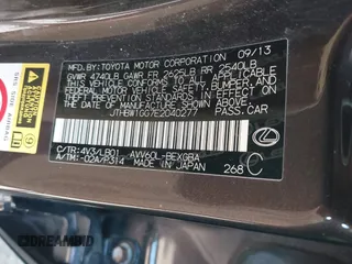 2014 Lexus ES 300h with VIN JTHBW1GG7E2040277, listed as a IAAI auction lot 41867667 with 104,623 mi miles and . Bid and sale history available at DreamBid. Image 9.