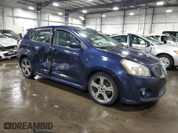 2009 Pontiac Vibe GT with VIN 5Y2SR67009Z418994, listed as a Copart auction lot 76815624 with 209,569 mi miles and Salvage Title. Bid and sale history available at carsss.com. Image 4.