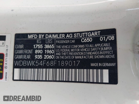 2008 Mercedes-Benz SLK 280 z VIN WDBWK54F68F189017, wystawiony jako IAAI lot #41990622 z przebiegiem 92 741 mil mil oraz . Historia ofert i sprzedaży dostępna na DreamBid. Obrazek 9.